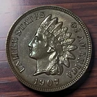 1907 Indian Head Penny Full LIBERTY 4 Diamonds AU High Grade U.S. Cent Coin