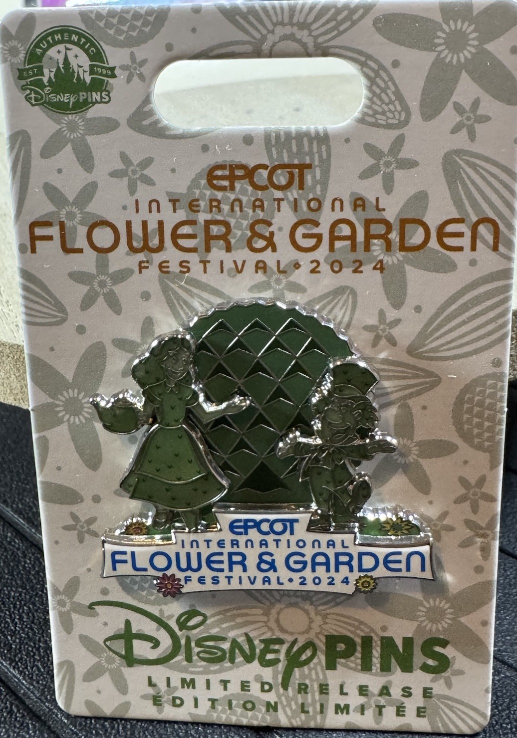 Disney 2024 Epcot Flower & Garden Festival Alice & Madhatter Topiary Pin LR