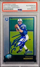 Colts PEYTON MANNING 1998 Bowman Chrome FOOTBALL Rookie Autographed Card PSA ATH. rookie card picture