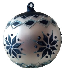 Christmas Ornament Pearl  Blue Blown Glass Ball 4" wide