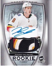 2018-19UD The Cup Rookie Patch #110 JUUSO VALIMAKI 216/249 Calgary Flames