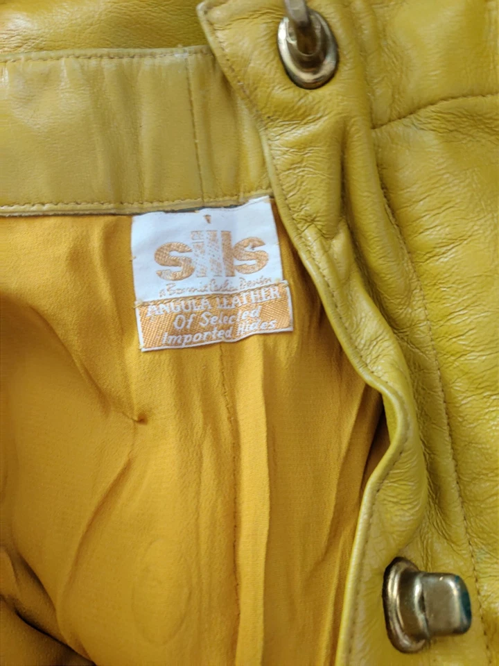 Falda Saks Fifth Avenue Cuero Amarillo Mostaza Años 80 Largo Medio Talla 14 Grande Foto 3 de 4
