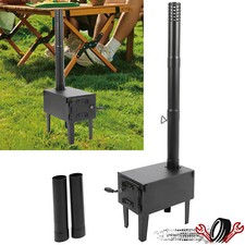 Alloy Camping Wood Burning Stove For Outdoor Cooking and Heating W/Chimney Pipes