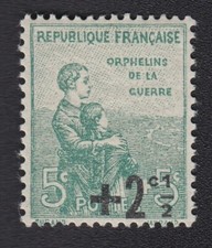 TIMBRE 1922 Orphelins de guerre n°163 Y&T +2,5c/5c+5c FRANCE neuf