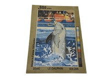 Seg De Paris Dolphin Playing Needlepoint Tapestry Canvas 9in By 13in France