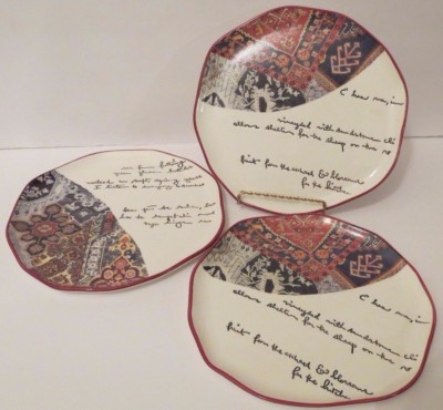 NEW ~ ANTHROPOLOGIE ~ ''LOVE GIVEN, LOVE RECEIVED'' 3 Piece SET DESSERT PLATES 