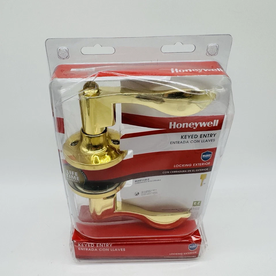 Manija de puerta exterior con cerradura de entrada con llave Honeywell nueva  Foto 3 de 4