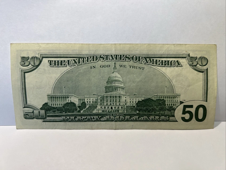 Series 1996 US Fifty Dollar Bill Note $50 Atlanta AF 87169105 A - Image 2 of 2