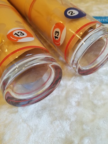 Vintage 2 Libbey Glasses 15 oz High Ball Tumblers Billiard Pool Cue Balls Glass - Picture 5 of 5
