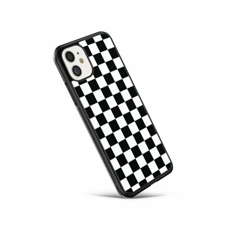 Checkered Rubber Black White Pattern Phone Case/Cover For iPhone