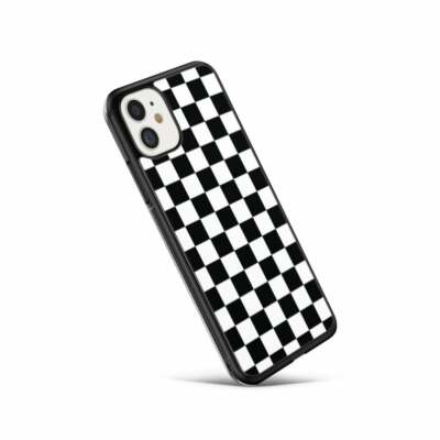 Checkered Check Grid Geometric Silicone Phone Case for iPhone