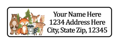 Woodland Animals Personalized Return Address Labels 1/2 in by 1 3/4 in