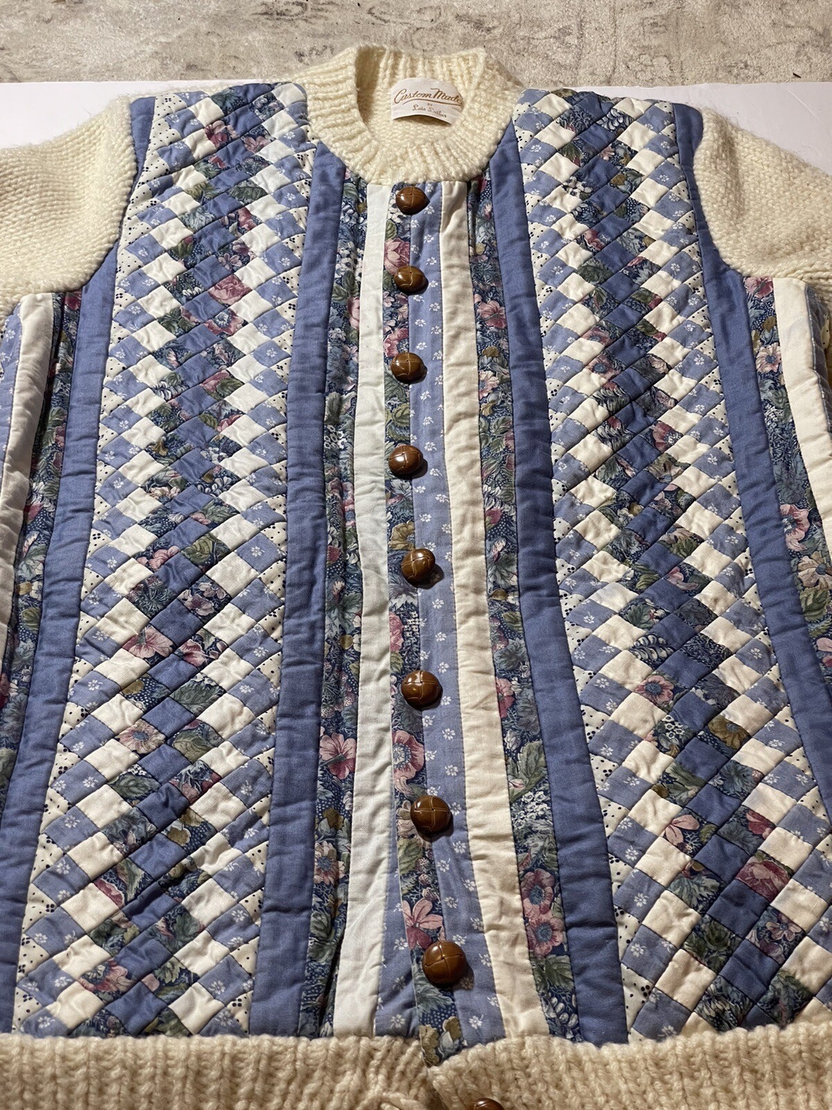 Handmade Quilt Front Patchwork Sweater Jacket - image 7