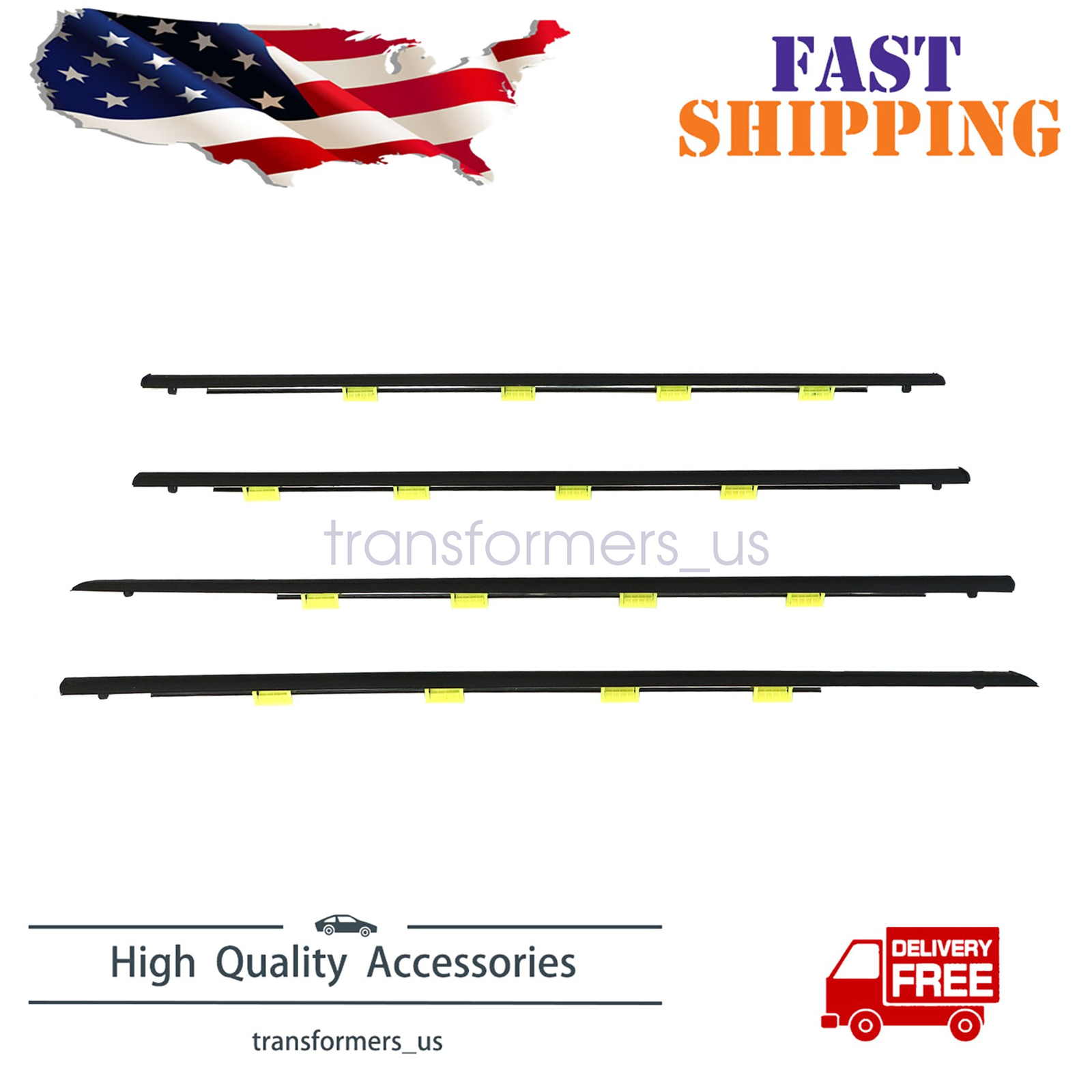 4pcs Honda Civic 1996-2000 Window Weatherstrip Seal Trim Kit