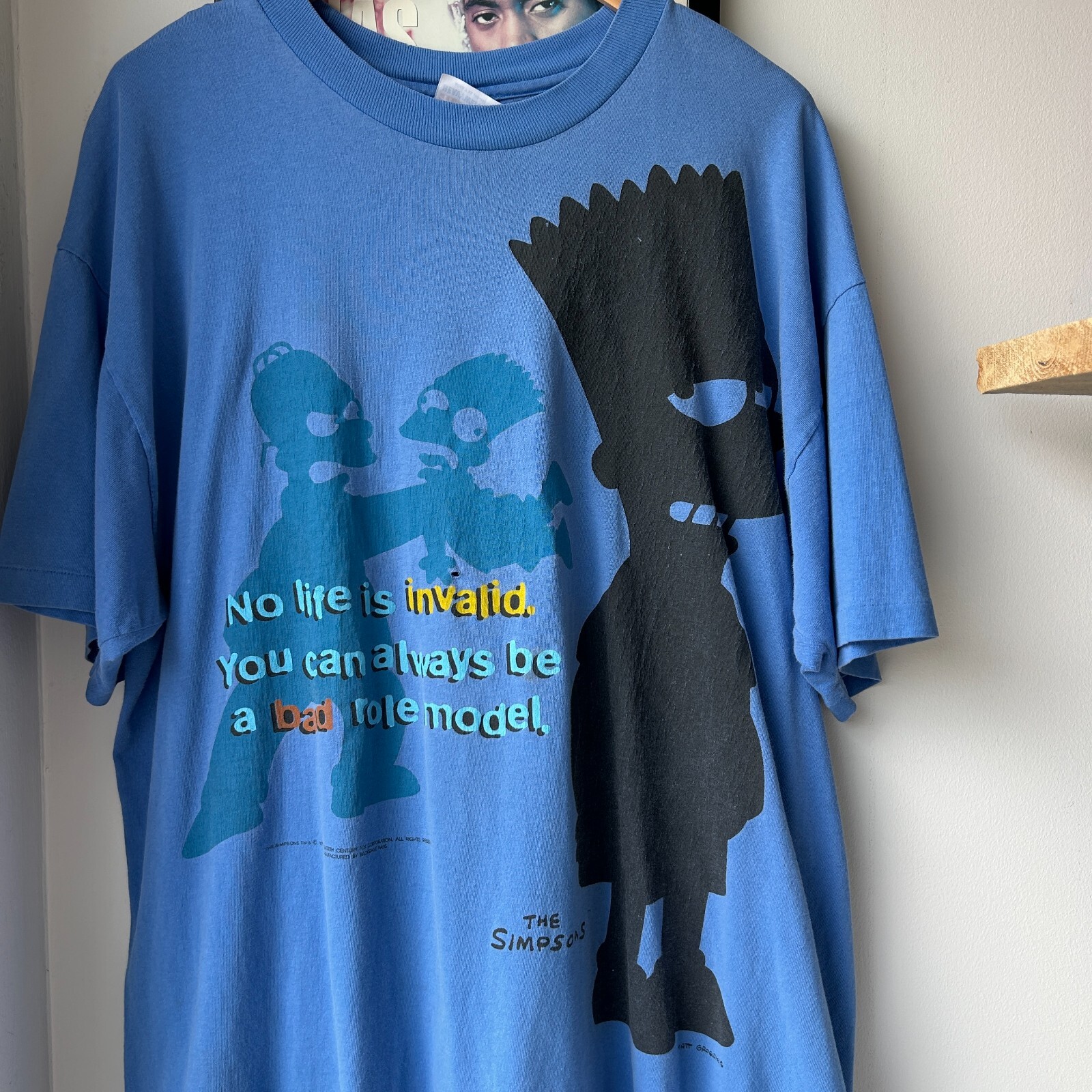 VINTAGE 90s | The Simpsons No Life Is Invalid Choking Bart T-Shirt sz XL image 2