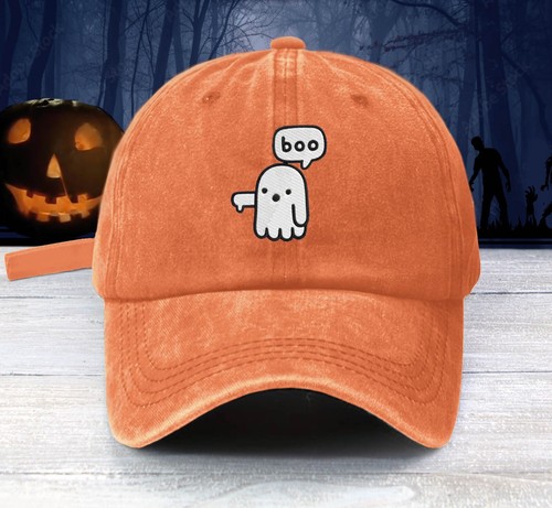 BOO GHOST EMBROIDERED LOW PROFILE BASEBALL CAP FUNNY HATER GHOST DAD HAT - Picture 3 of 22