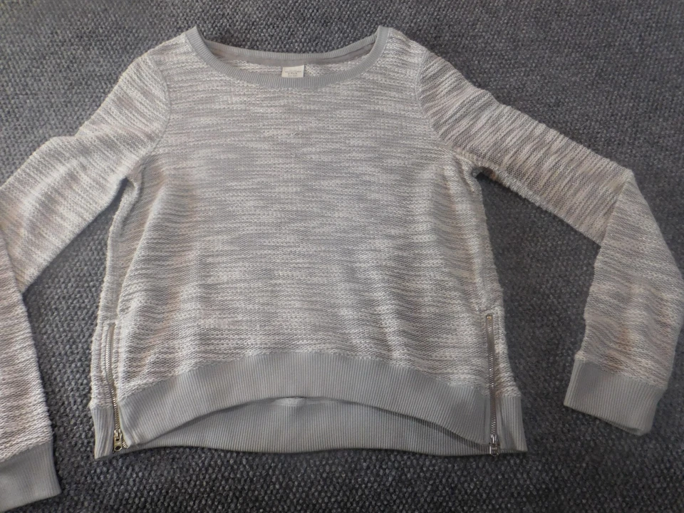 Suéter Abercrombie & Fitch Mujer Grande Gris Jersey Cremallera Elástico Clásico Foto 2 de 4