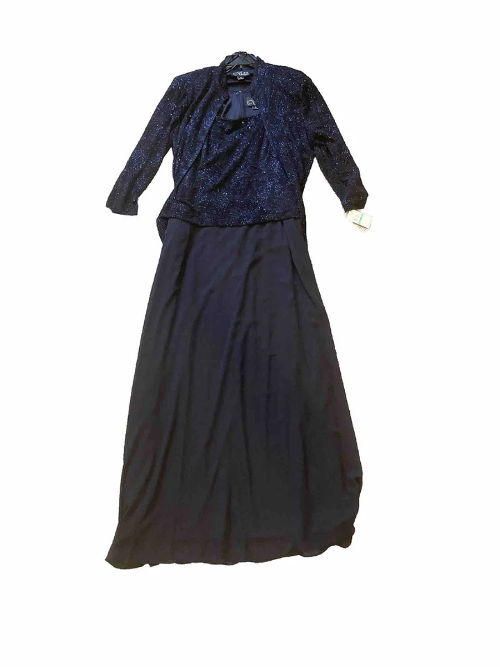 Alex Evenings Navy Blue Long Sleeve Long Evening Gown/Dress Size 16 NWT - Image 3 of 4