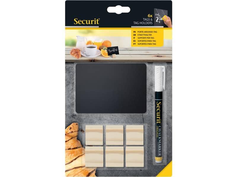 Supporti per targhe scrivibili Tag Securit in legno 2,5x2,5 cm legno set da 6 cu