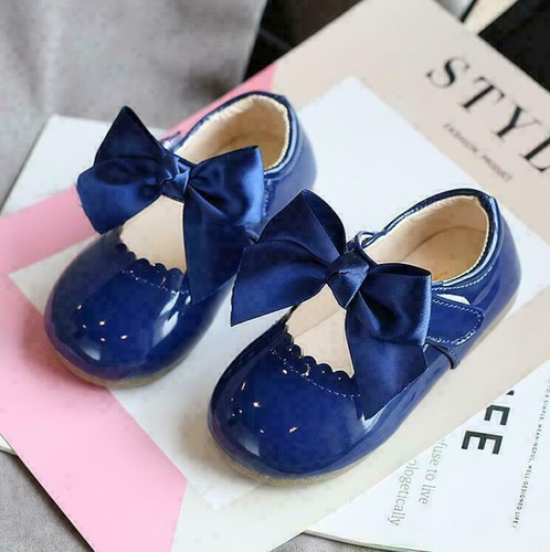 KIDS GIRLS RIBBON BOW SPANISH WEDDING PARTY PATENT INFANTS TODDLER SHOES SIZE - Picture 4 of 18
