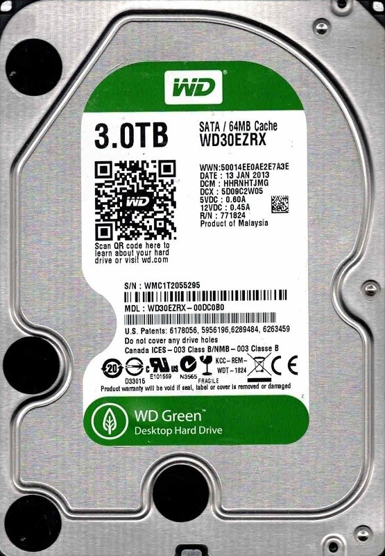 WesternDigital WD30EZRX WD Green 3TB 中古 正常動作品 #1｜3.5