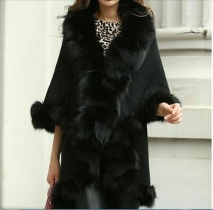 black faux shearling double layer coat