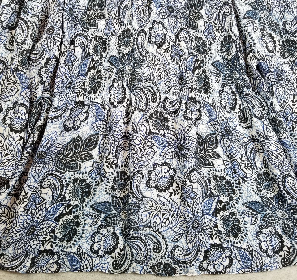 ninety clothing co Babydoll Top Women’s 1X Plus Blue White Paisley ¾ Bell Sleeve - Image 3 of 4