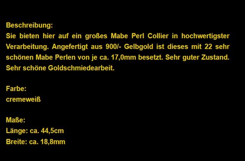 Großes Mabe Perlen Collier 900/- Gelbgold - Bild 7 von 7