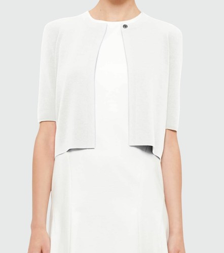 AKRIS Punto White Short Half Sleeve Cropped Cardigan Wool 12 Jacket - Picture 1 of 9