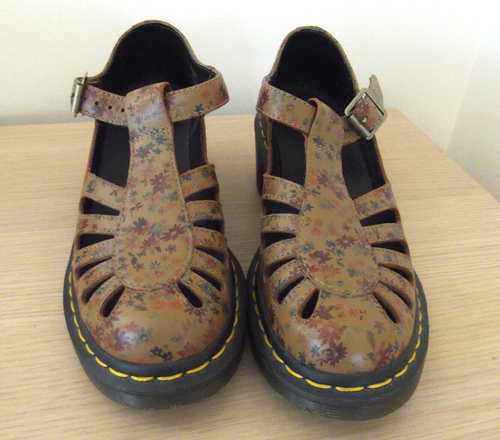 ZAPATOS DR MARTENS JOCELYN MARY JANE HEBILLA EN T MARRÓN RECORTE FLORAL REINO UNIDO 5 - Imagen 2 de 9