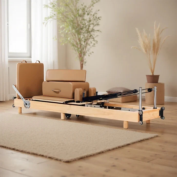 Foldable Pilates Reformer 6Springs Core Bed Cadillac Fiteness Solid Wood Frame - image 3 of 4