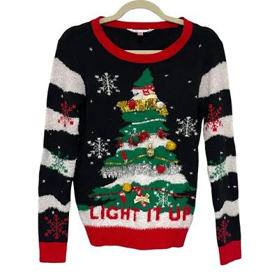 No Boundaries Christmas Sweater Size Small Ornaments Tree Lights