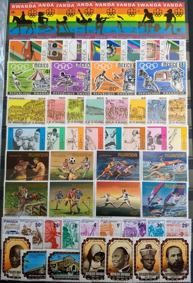 Lotes de estampillas en todo el mundo: Ruanda MNH - 150 diferentes tópicas y grandes en juegos completos Foto 4 de 4