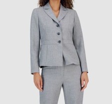 Le Suit Women's Gray Three-Button Seamed Jacket Kate Suit Jacket Size 10