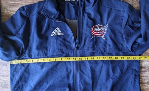 Adidas Columbus Blue Jackets CBJ jacket S men FULL zip hockey NHL windbreaker - Picture 16 of 17