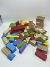 Educational Homeschooling Mixed Lot Wooden Block Pieces Shapes Toys Colorful