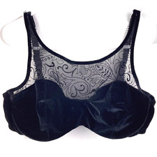 Vintage Victoria Secret Velvet Sheer Mesh Lace Panel Push Up Bra 36A 7499 NOS