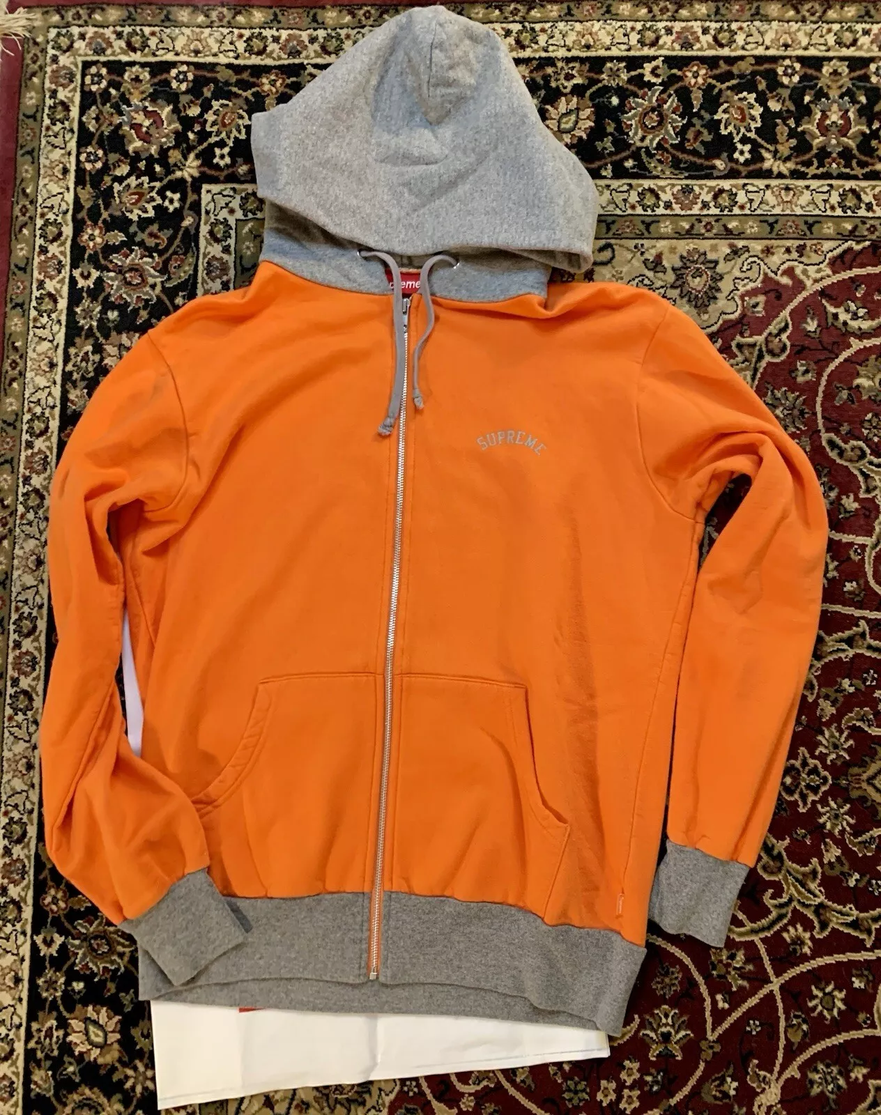 Sweat à capuche zippé Supreme Warm Up orange grand SS10 neuf