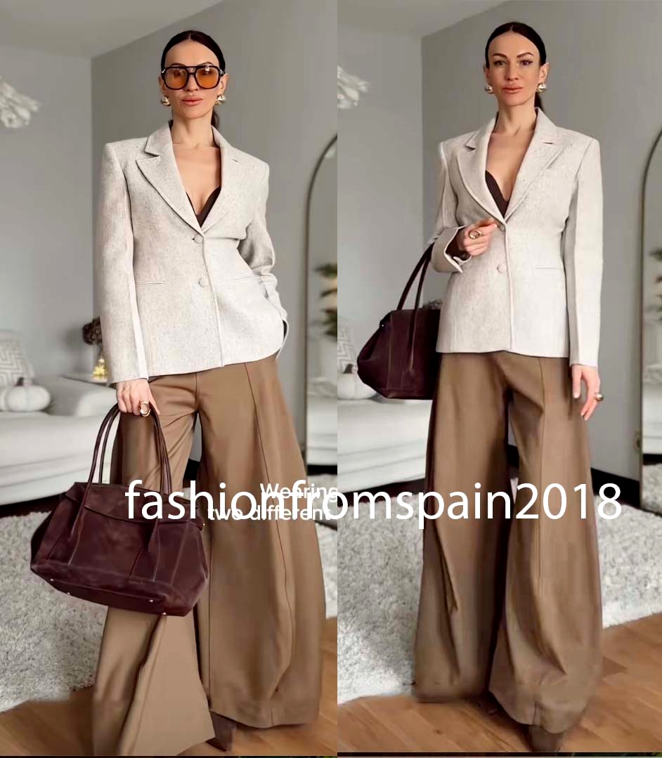 ZARA NEW WOMAN MID-RISE VOLUME WIDE LEG PANTS ZW COLL CARAMEL XS