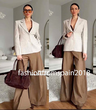 ZARA NEW WOMAN MID-RISE VOLUME WIDE LEG PANTS ZW COLL CARAMEL XS-XL 4043/041/732