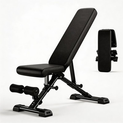 Foldable Adjustable Dumbbell Bench with 2 Resistance Bands Home Gym Strength