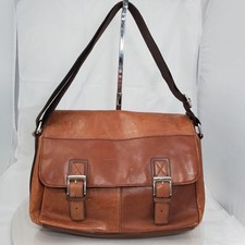 Vintage Y2K Fossil Brown Leather Messenger Bag Large Flap Buckles Crossbody