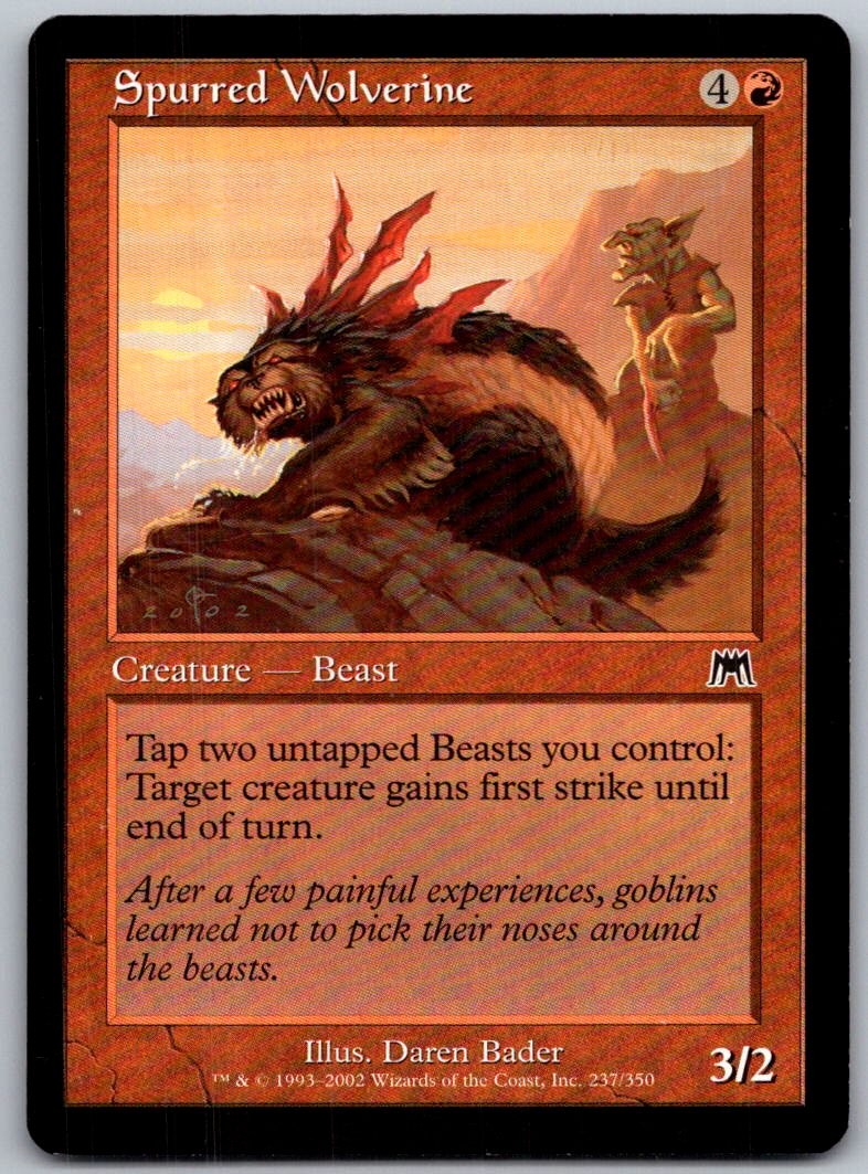 Spurred Wolverine 237 Common Onslaught Magic: The Gathering Lightly Played