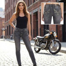 Rock Revival Teyla S1 Skinny Jeans Womens 24 Dark Grey Embroidered TE8578S1R