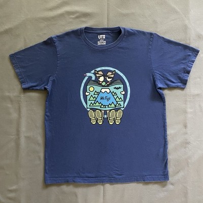 Uniqlo Nippon Omiyage T Shirt Mens Large Blue Short Sleeve  Mount Fuji 