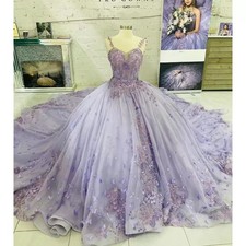 Purple Quinceanera Dresses Sweet 16 Ball Gown Appliques Crystal Party Princess