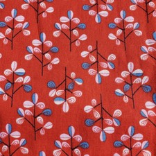 Pink Blue Floral Tree Print on Red Quilt Craft Fabric 46"x41"w Lewis Irene F0088