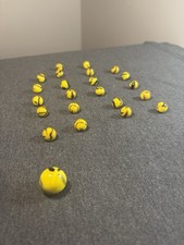 Vintage Glass Marbles Yellow and Dark Brown Swirl Lot Of 23 with Large Shooter