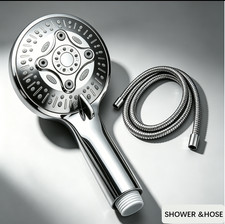 High Pressure Handheld Shower Head 7 Spray Modes with Hose Chrome Bathroom