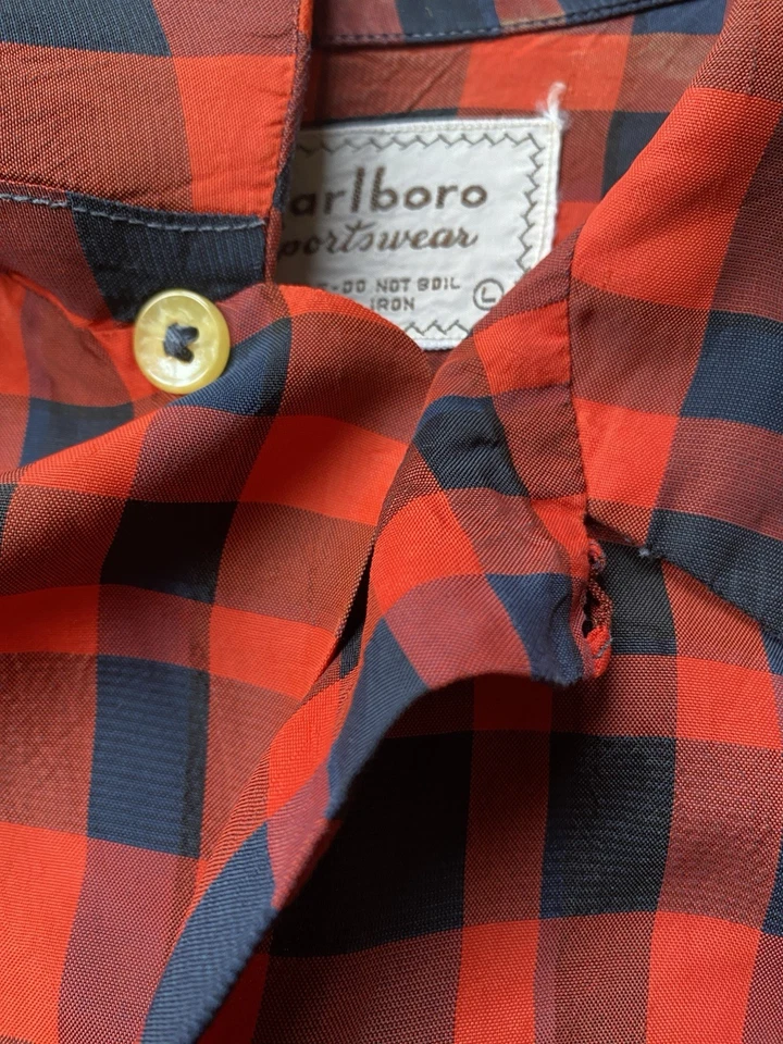 Vtg 50s Marlboro sportswear Rayon Loop Collar Shirt L flap pocket Rockabilly - Image 3 of 4